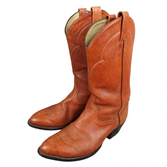 Vintage Tony Lama Leather Cowboy Boots Mens Sz 8.5 EE Brown Style 5084 USA Made - Picture 4 of 15